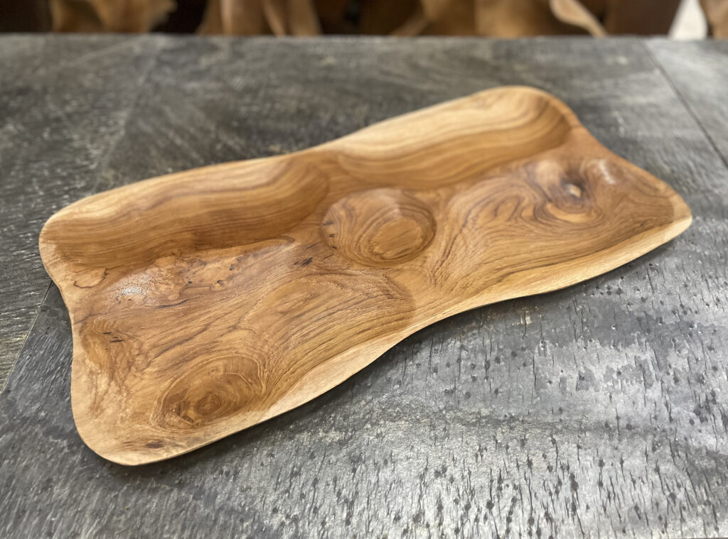 Plateau De Service En Bois De Teck Erreke - 2 Compartiments, Dimensions 24.5x21.5x2.4 Cm